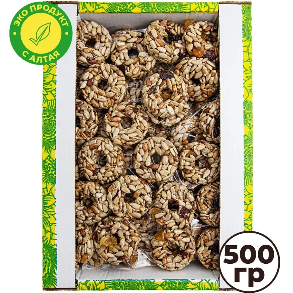  Козинаки из подсолнечника с медом и сухофруктами "Зачетные" 500г в Грязях