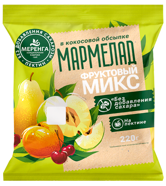  Меренга Мармелад без сахара в кокосовой обсыпке Фруктовый микс, 220г   в Грязях